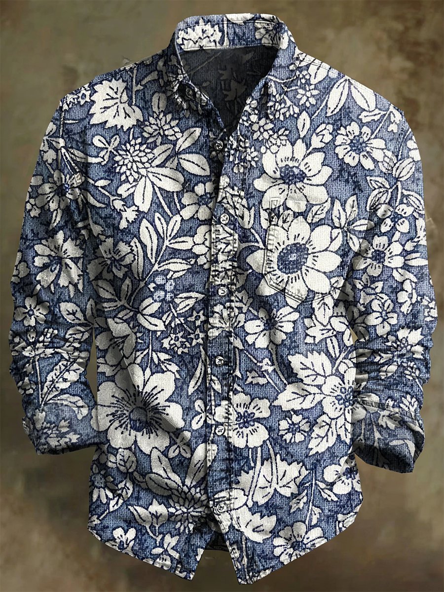 Men's Vintage Art Long-Sleeved Shirt