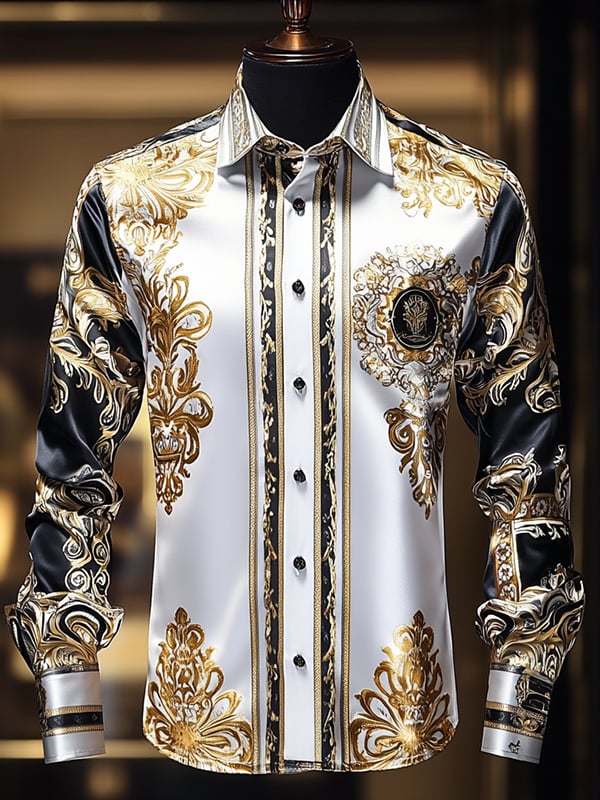 Men's Satin Luxe Long Sleeve Button Down Shirt