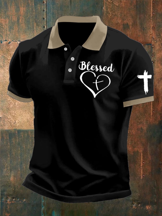 Men's Retro Faith Casual Printed Polo Shirt