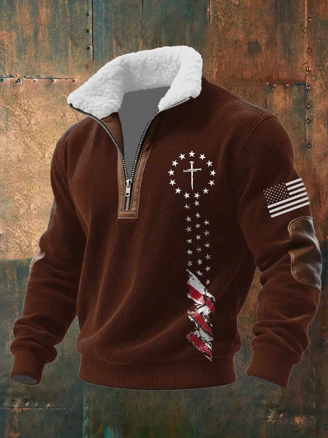 Men's Casual Faith Retro Textured Sweatshirt