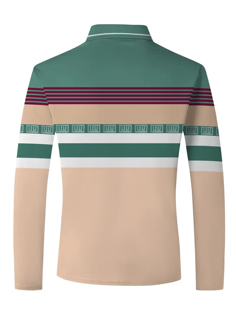 Men's Business Light Luxury Striped Print Lapel Polo Shirt