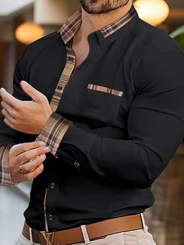 Men's Plaid Business Long Sleeve Shirt