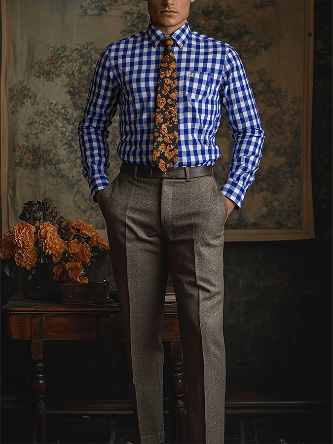 Men's Plaid Business Casual Shirt