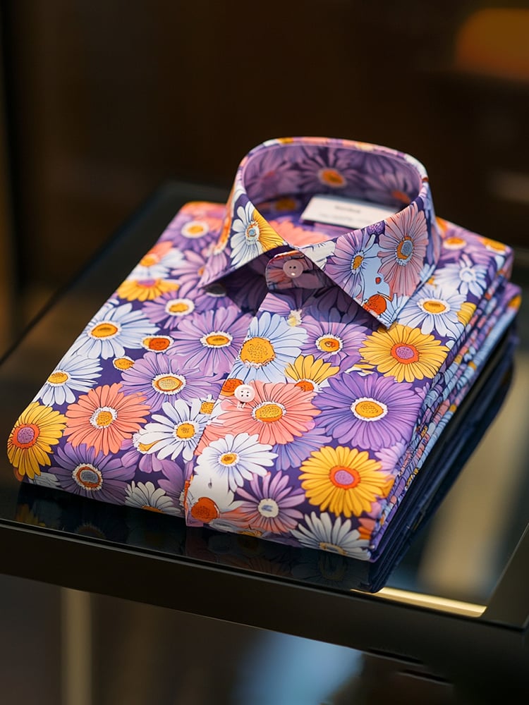 Men's Business Luxury Floral Print Short-sleeved Shirt