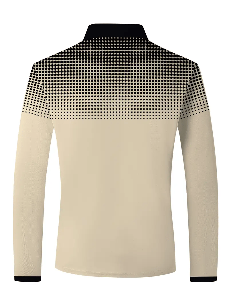 Men's Business Casual Striped Button-Down Polo