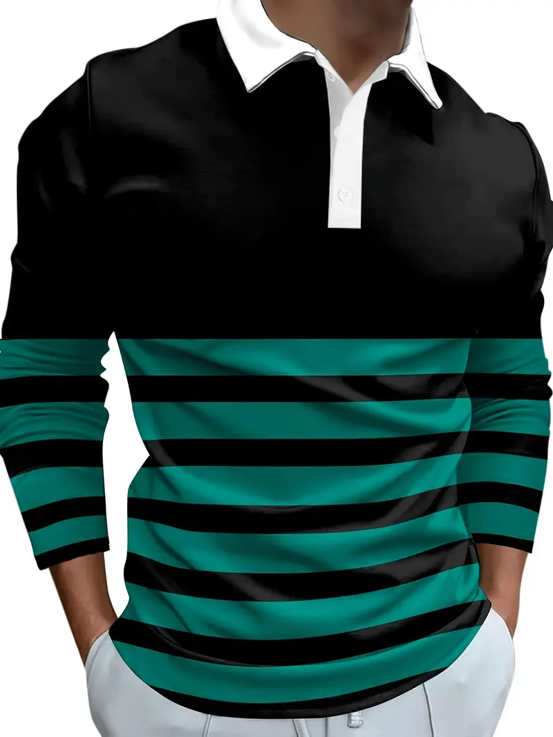 Men's Business Casual Striped Button-Down Shirt