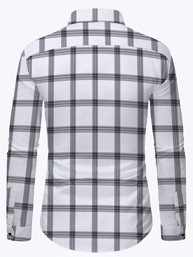 Men's Business Casual Printed Long Sleeve Shirt