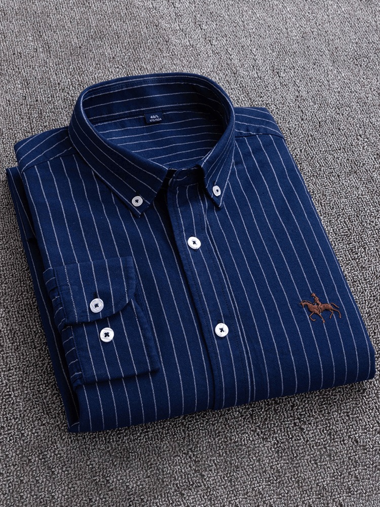 Men's Cotton Oxford Long Sleeve Business Shirt