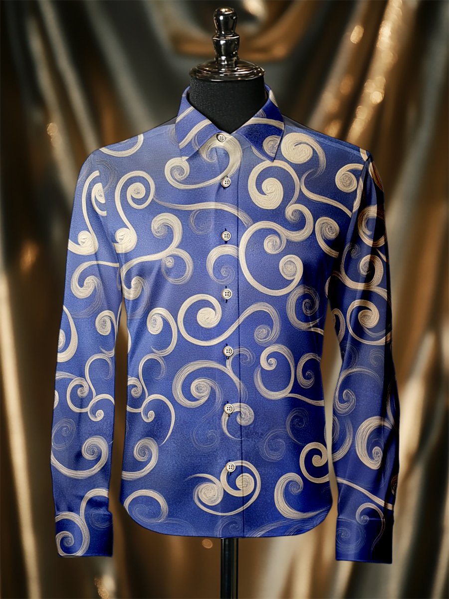 Men's Silk Baroque Luxury Business Long Sleeve Shirt