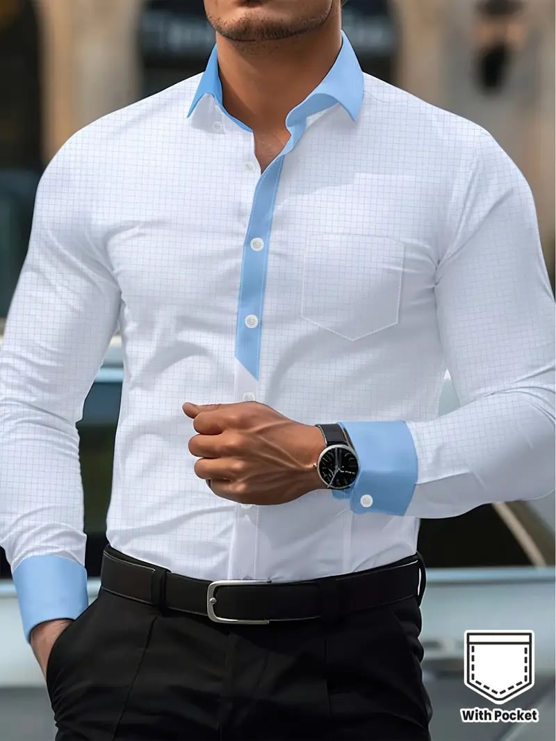 Men's Business Print Long Sleeve Shirt