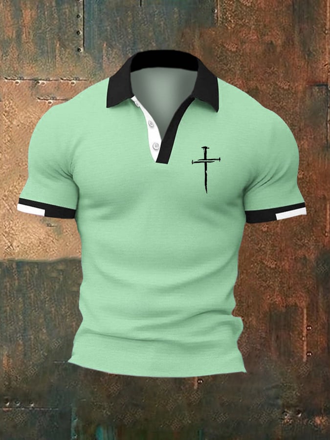 Men's Casual Contrast Color Faith Polo