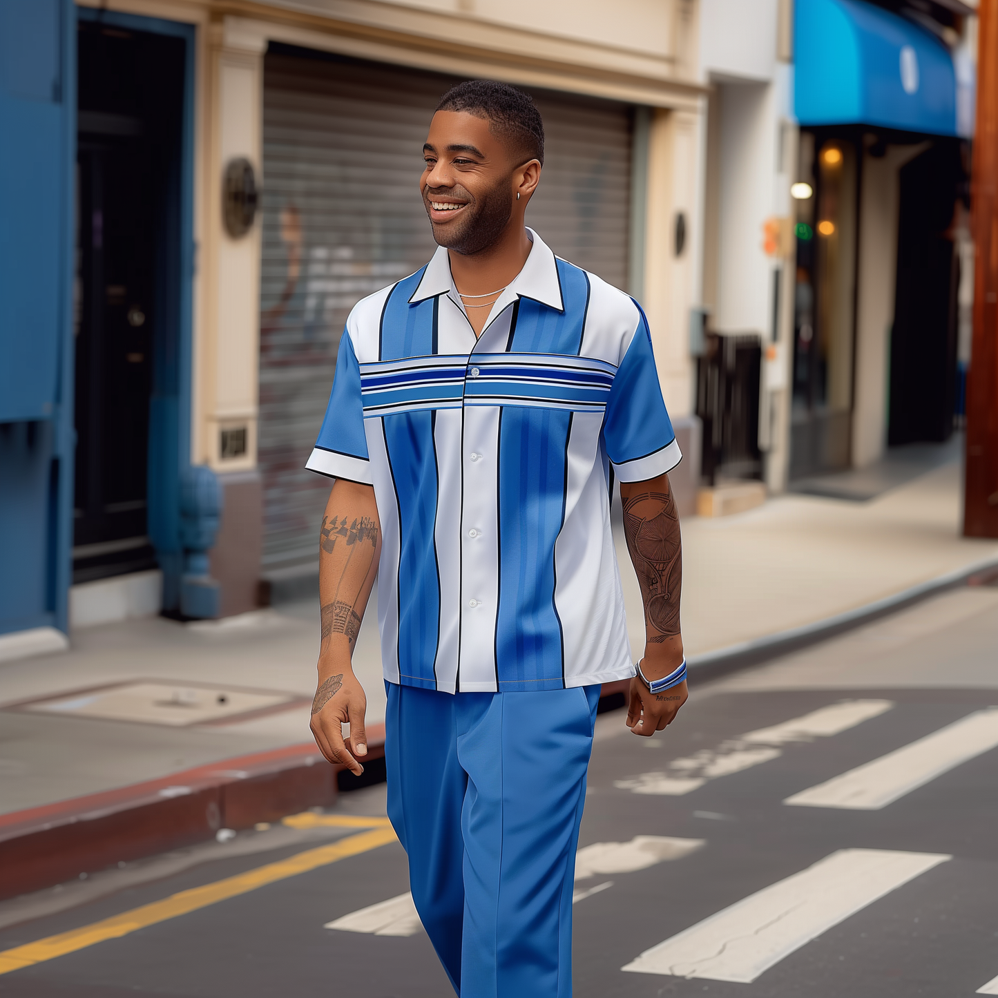 Men's Colorblock Short Sleeve Shirt Casual Wear 1184