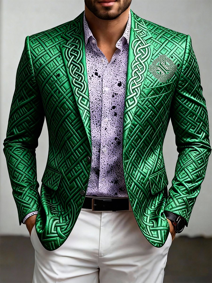 Men's Luxury St. Patrick's Day Print Suit Jacket