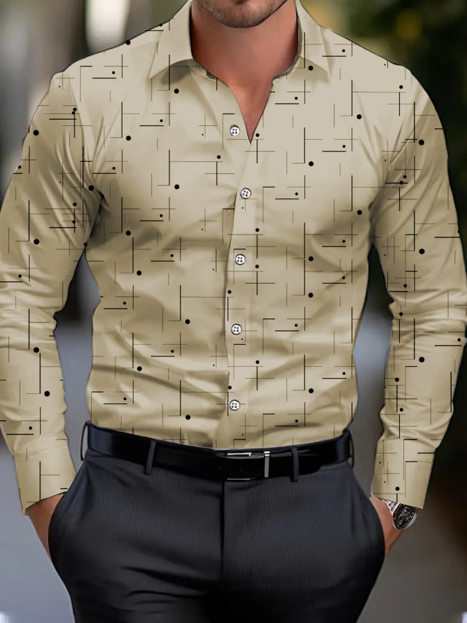 Men's Business Style Geometric Print Shirt