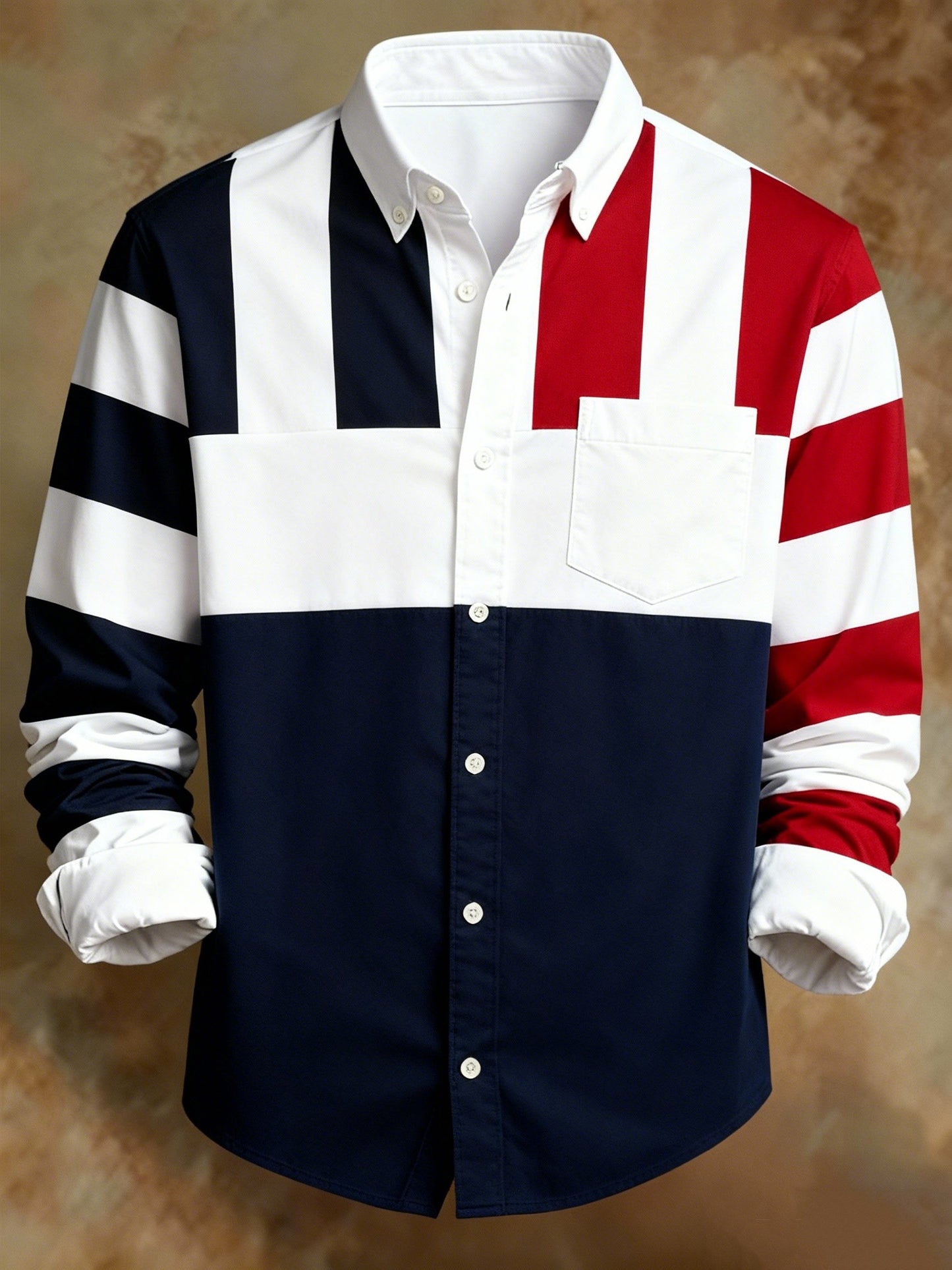 Men's Geometric Striped Print Shirt