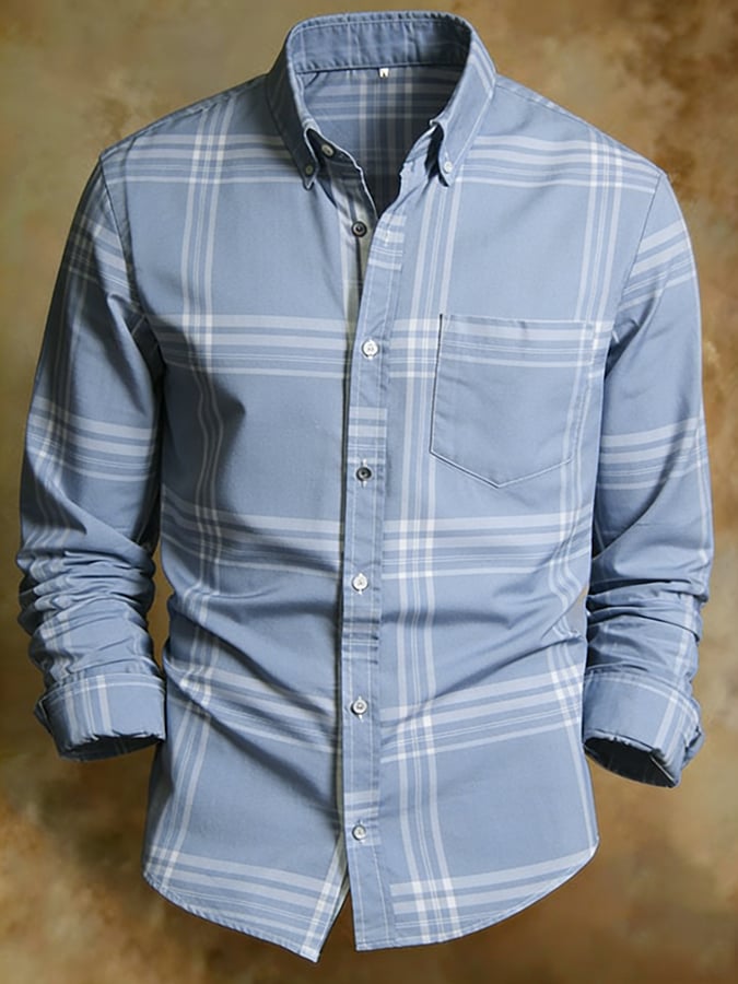 Men's Retro Abstract Art Print Comfortable Business Style Shirt