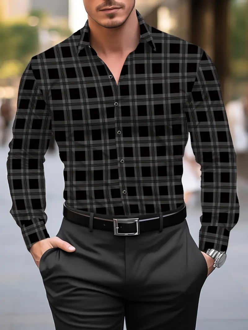Men's Street Style Business Casual Printed Long Sleeve Shirt