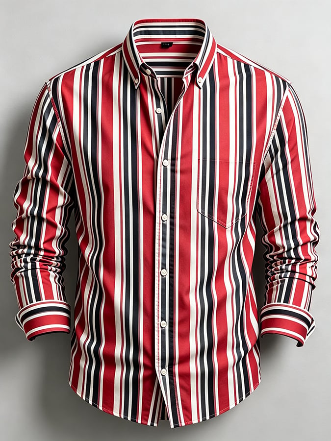 Men's Retro Abstract Art Print Comfortable Business Style Shirt