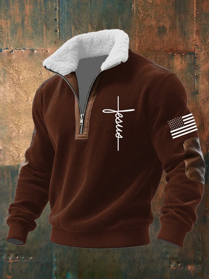 Men's Casual Faith Retro Textured Sweatshirt