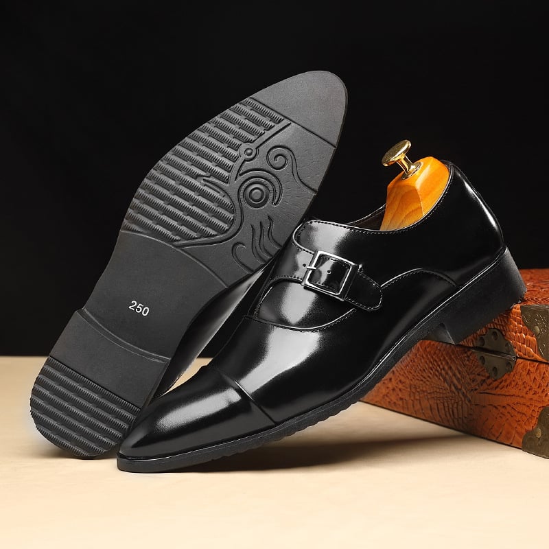 Black Pointed Toe European And American British Style Business Men'S Shoes