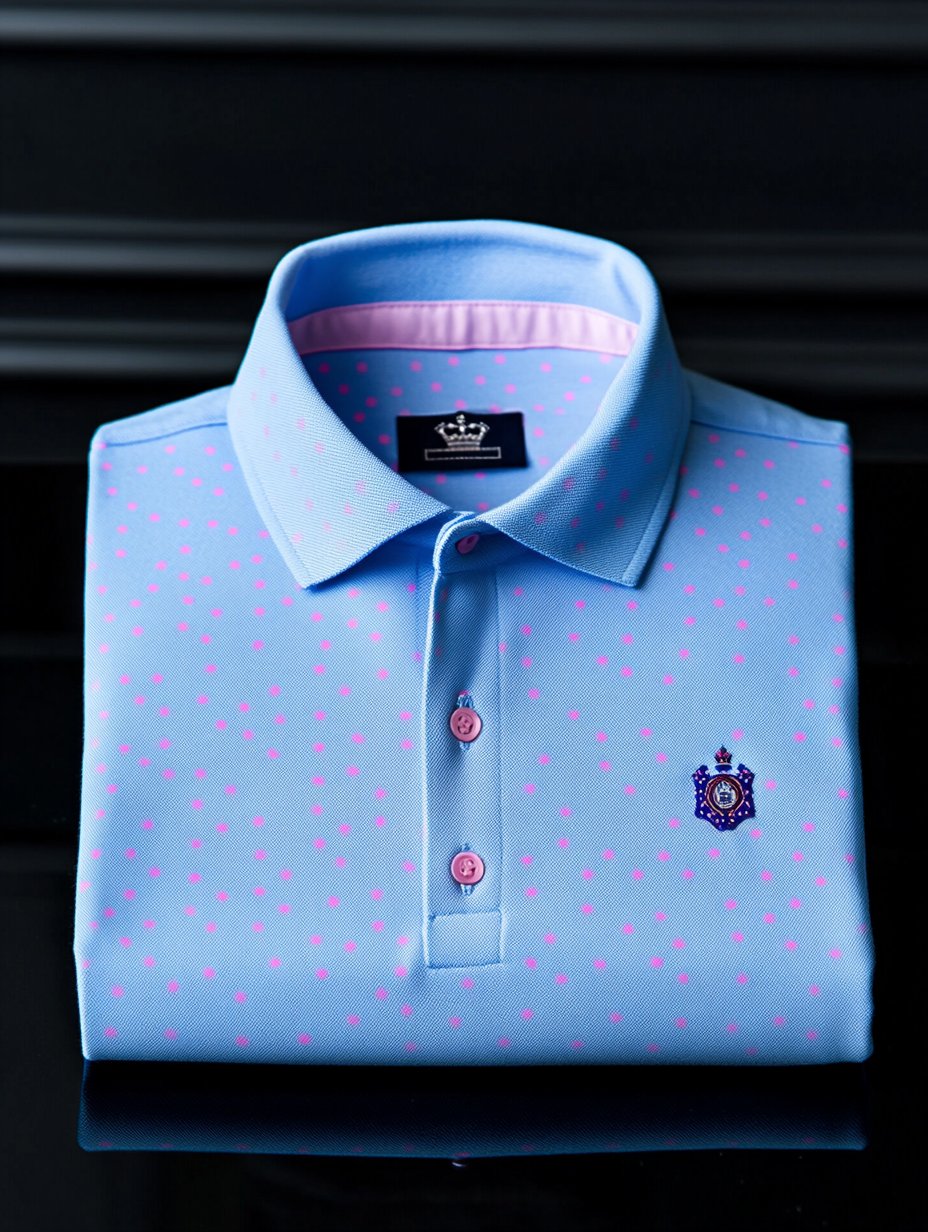 Men's Classic Business Logo Button Short Sleeve Polo Shirt
