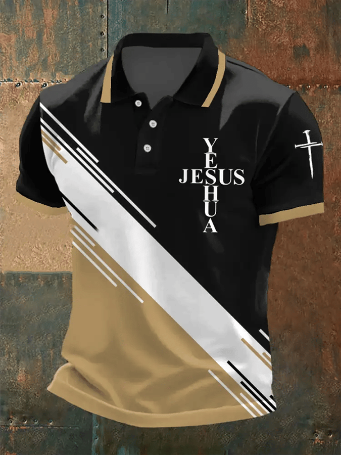 Men's Retro Faith Casual Printed Polo Shirt