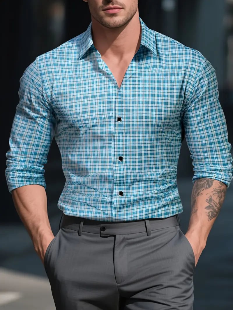 Men's Street Style Business Casual Printed Long Sleeve Shirt