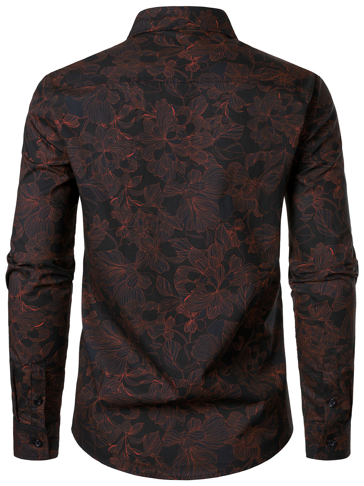 Men's Vintage Cotton Floral Blue Long Sleeve Shirt