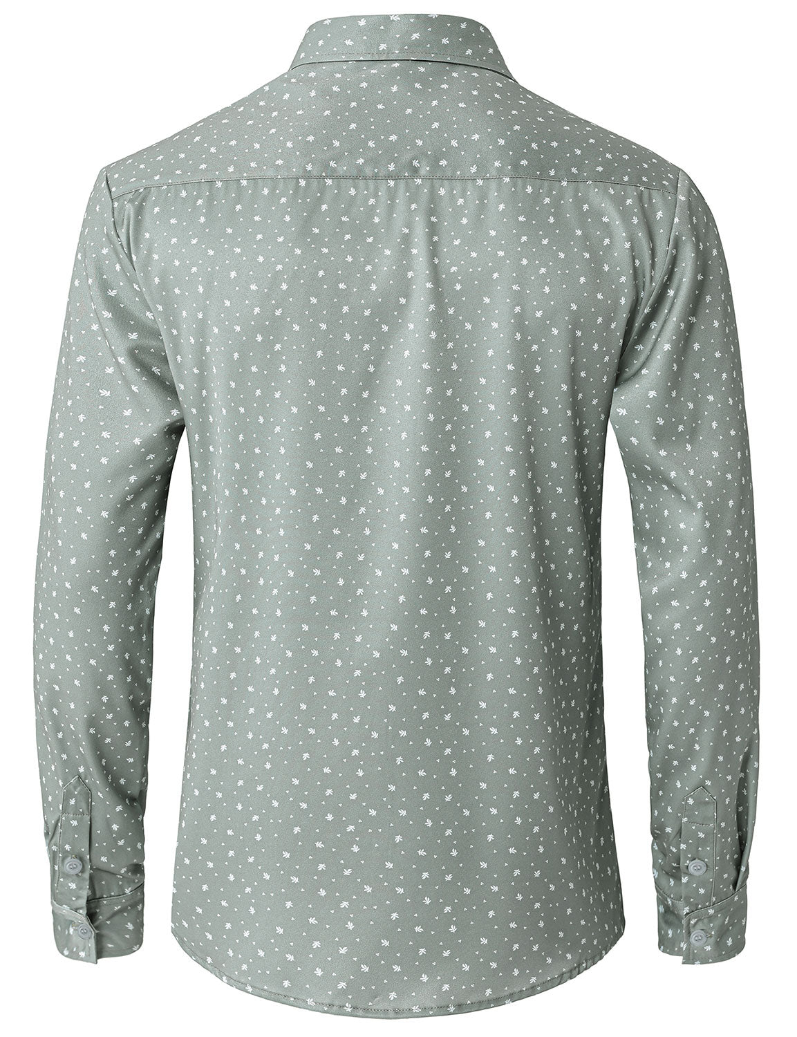Men's Green Casual Print Long Sleeve Shirt