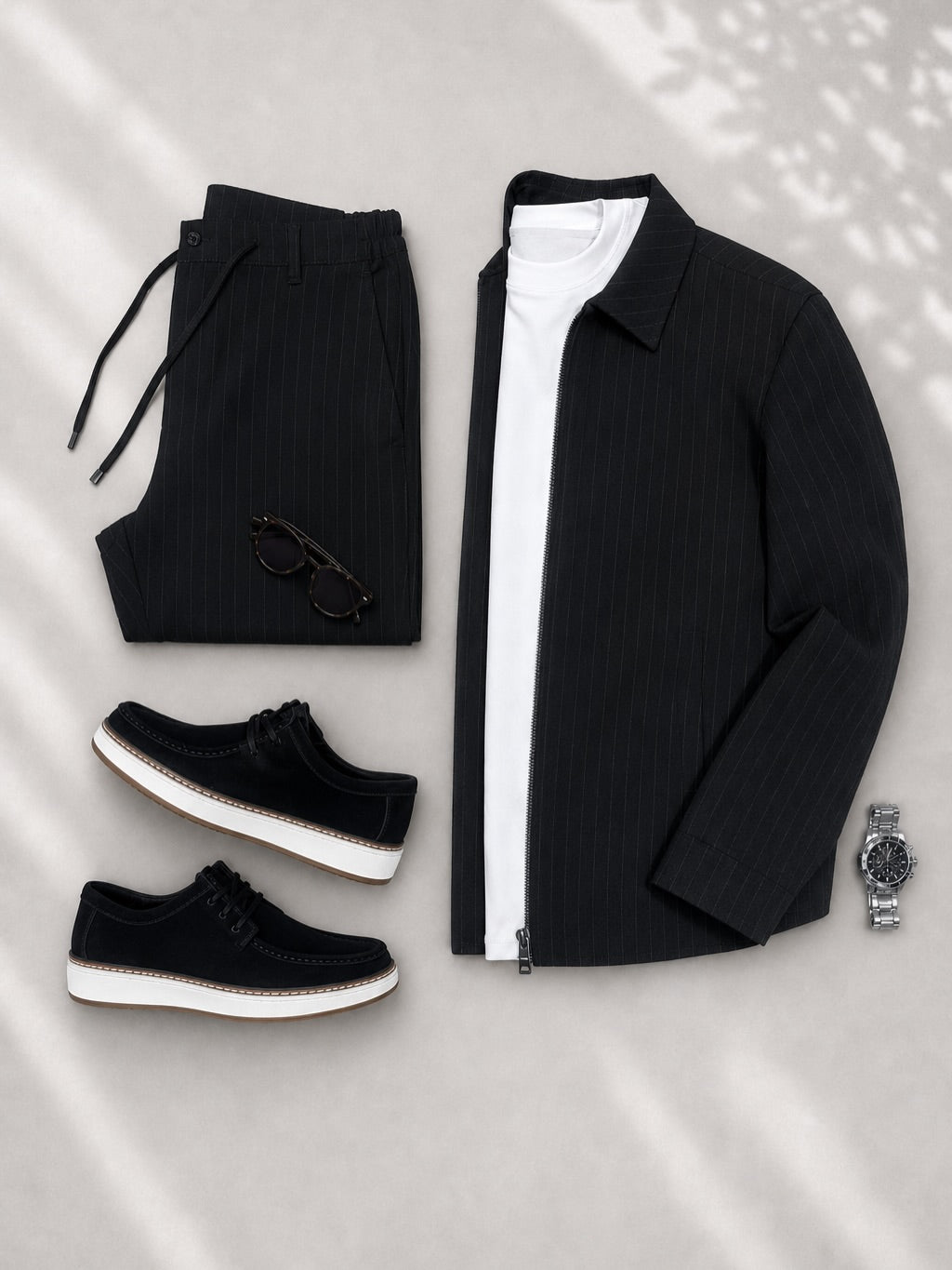 Casual Textured Jacket and Pants Set | Relaxed Smart Daily Look