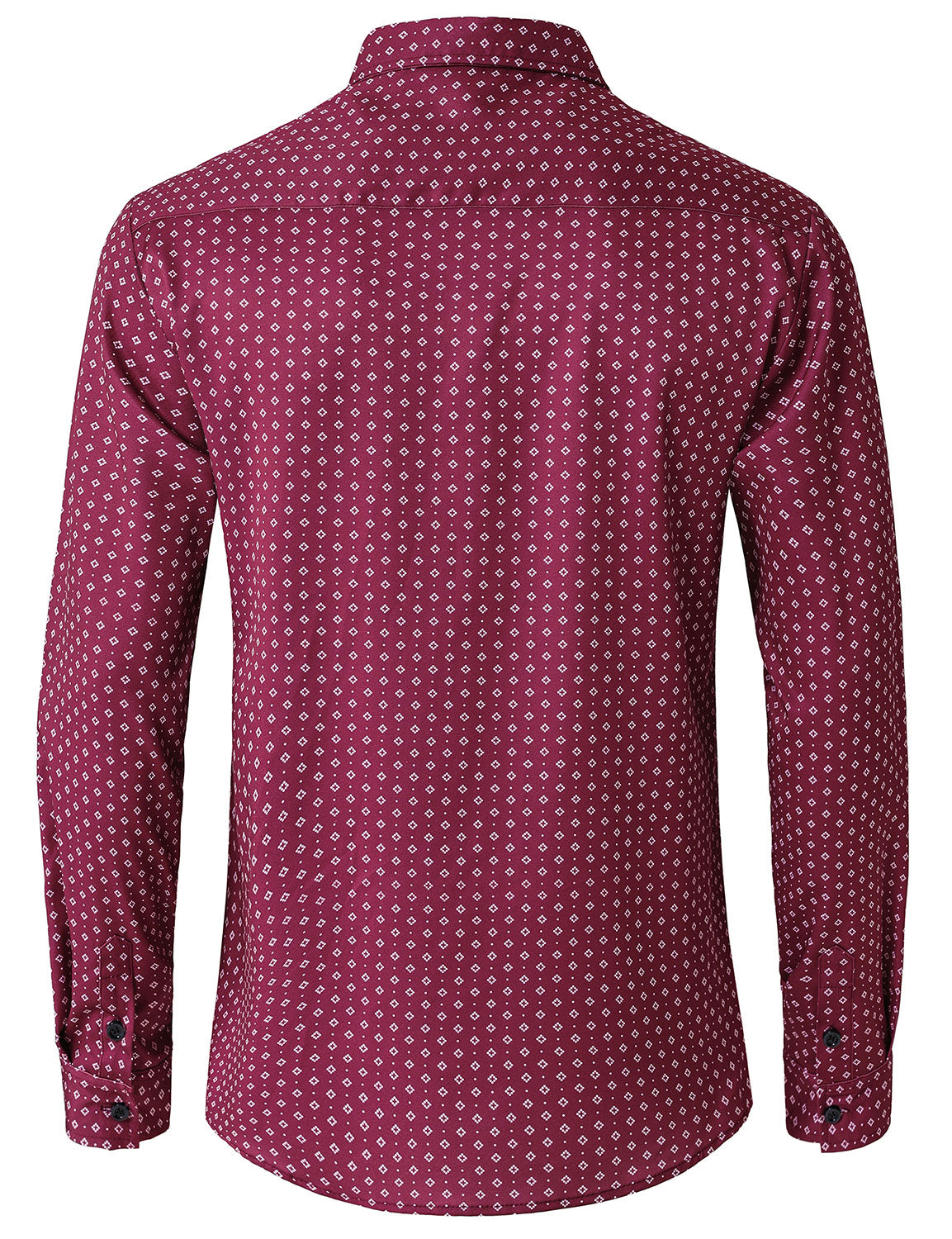 Men's Red Retro Geometric Print Long Sleeve Shirt