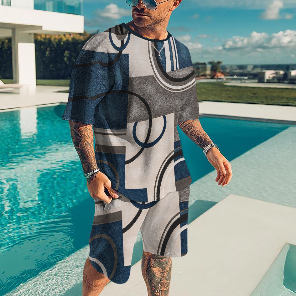 Oversized T-Shirt & Shorts Set Modern Blue