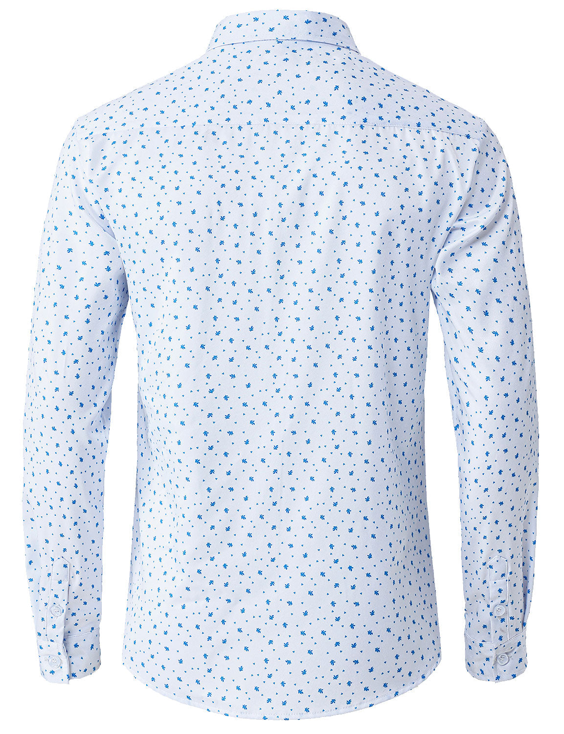 Men's Casual White Print Long Sleeve Shirt