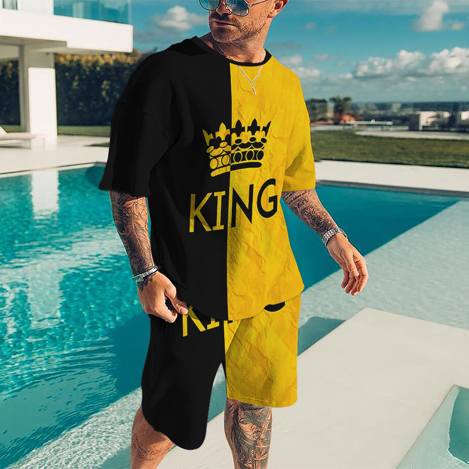 Oversized T-Shirt & Shorts Set King Black and Yellow