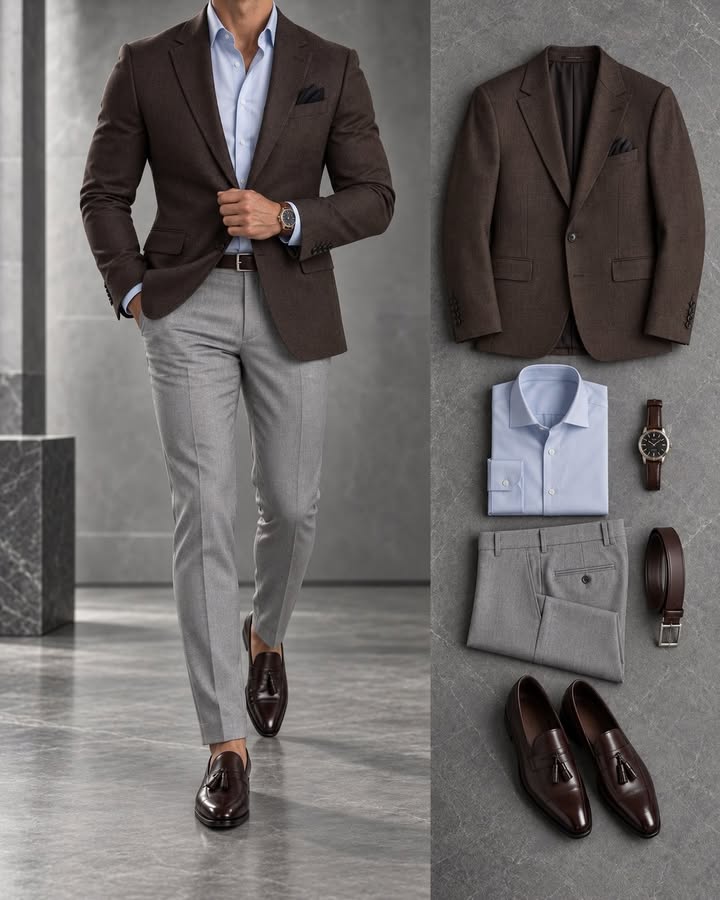 Men's Slim Fit Blazer, Shirts & Pants 3 Piece Set