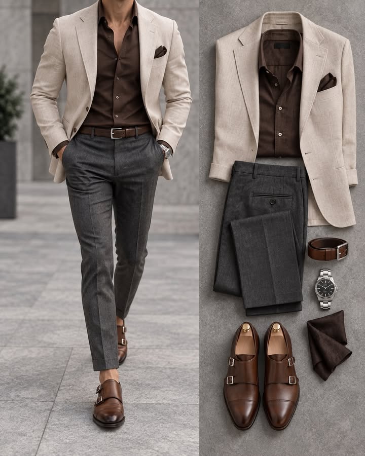 Men's Slim Fit Blazer, Shirts & Pants 3 Piece Set