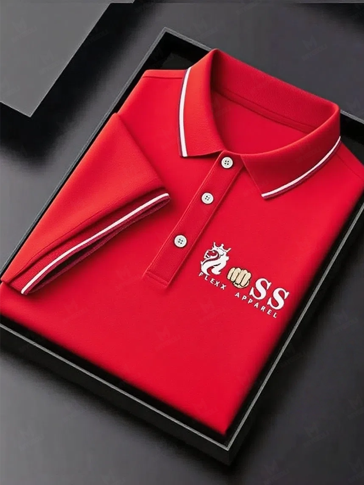 Men's Business Printed Short Sleeve Polo Shirt