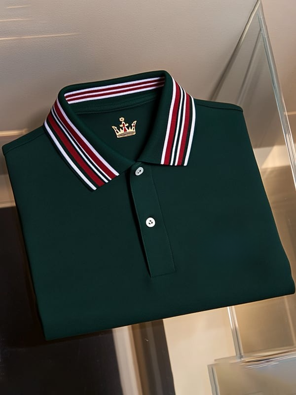 Men's Classic Business Logo Button Short Sleeve Polo Shirt
