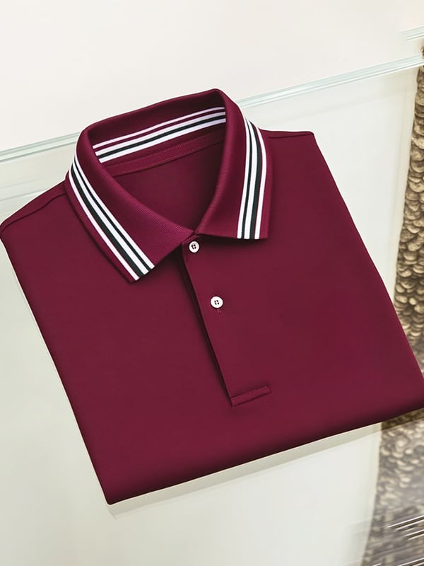 Men's Classic Business Logo Button Short Sleeve Polo Shirt