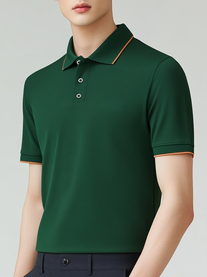 Men's Business Casual Button Short Sleeve Polo Shirt