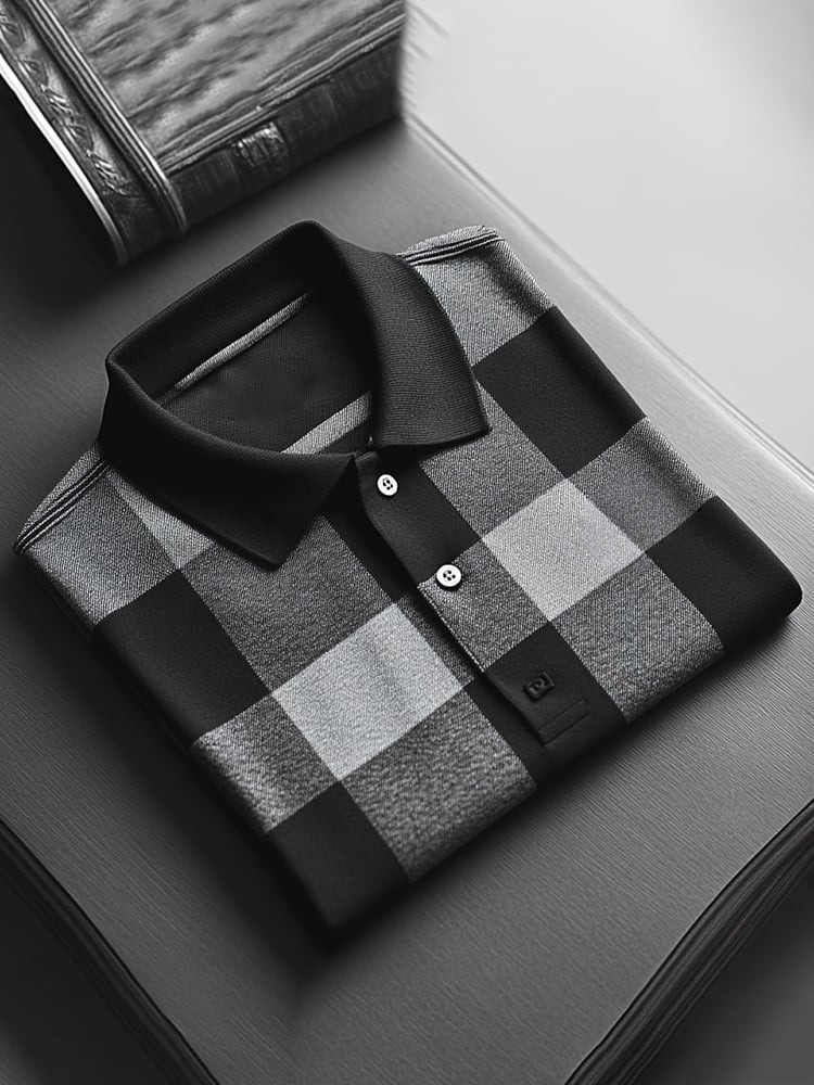 Men's Classic Business Logo Button Short Sleeve Polo Shirt