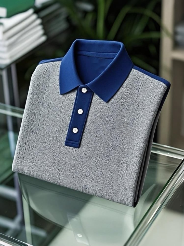 Men's Business Casual Button Short Sleeve Polo Shirt