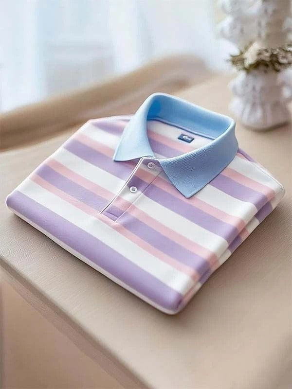 Men's Classic Business Logo Button Short Sleeve Polo Shirt