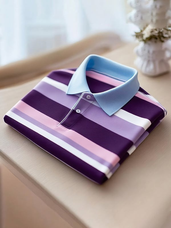 Men's Classic Business Logo Button Short Sleeve Polo Shirt