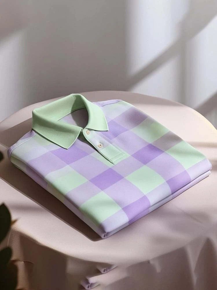 Men's Classic Business Logo Button Short Sleeve Polo Shirt