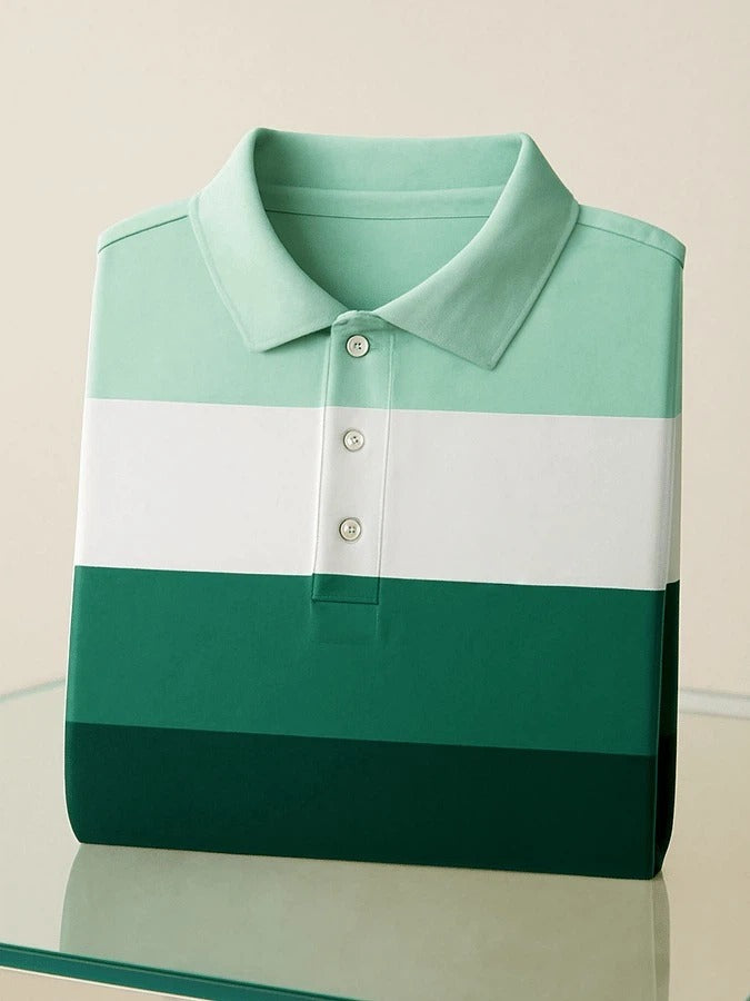 Men's Business Casual Printed Short Sleeve Polo Shirt
