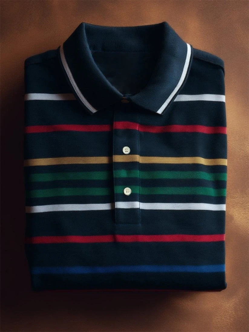 Men's Business Casual Button Short Sleeve Polo Shirt