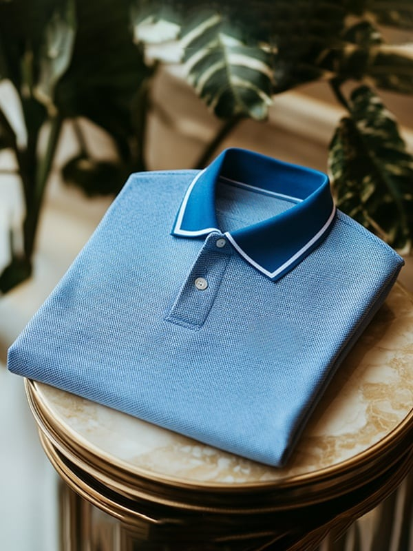 Men's Business Classic Solid Logo Button Short Sleeve Polo Shirt