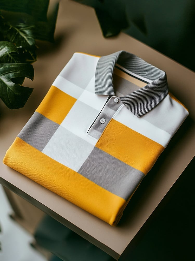 Men's Classic Business Logo Button Short Sleeve Polo Shirt