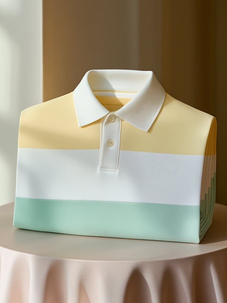 Men's Classic Business Logo Button Short Sleeve Polo Shirt